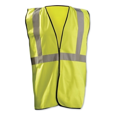 OccuNomix ECOGYLXL High Visibility Value Safety Vest, Std, Class 2 Type R, Polyester Solid, 2 in Refl Tape, No Pocket, Lg/XL, Yellow