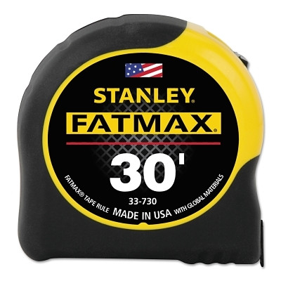 Stanley 33730 FatMax Classic Tape Measure, 1-1/4 in W x 30 ft L, SAE, Black/Yellow Case