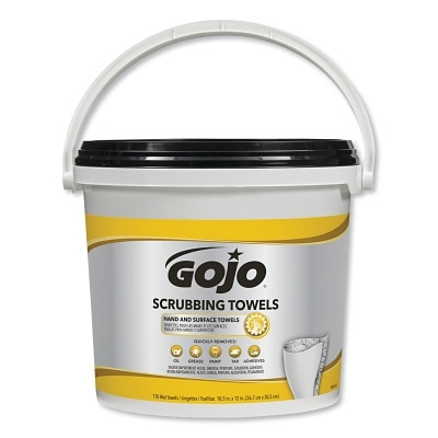 Gojo 639802 Scrubbing Wipes, Citrus, Bucket, 170 Wipes