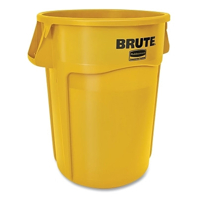 Rubbermaid Commercial FG264360YEL BRUTE Round Container without Lid, 44 gal, Heavy-Duty Plastic, Utility Waste, Yellow