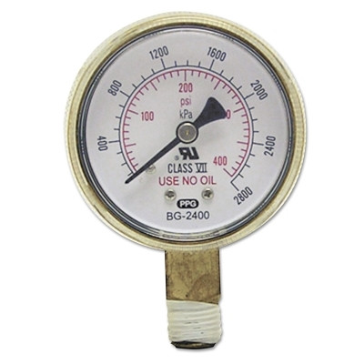 Best Welds WWN900B230RL Pressure Gauge, 2 in, 30 psi, Brass, 1/4 in NPT