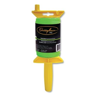Stringliner 25415 PRO Mason's Line Reel, 540 ft Twisted #18 Nylon with Reel, Fluorescent Green
