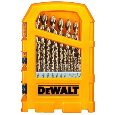 DeWalt DW1969 Pilot Point 29-Piece Gold Ferrous Oxide Drill Bit Set, 1/16 in to 1/2 in