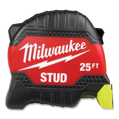 Milwaukee Tool 48-22-1425 STUD Tape Measure, 25 ft, SAE, Two-Sided Printing, Hi-Vis Blade, Red/Black