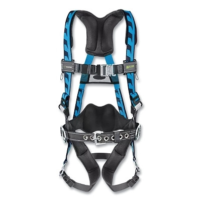 Miller by PIP ACQCUBL AirCore Full-Body Harness, Steel Stand-Up Back D-Ring, Universal, Quick-Connect Straps, Blue