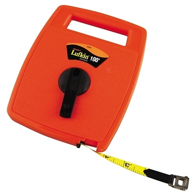 Crescent Lufkin 706D Hi-Viz Linear Measuring Tape,  1/2 in x 100 ft, SAE, Single Sided, Orange