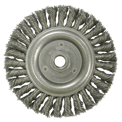 Weiler 08926 Roughneck Stringer Bead Wheel, 6 in Dia, 1 1/4 in Trim, .023 in Wire