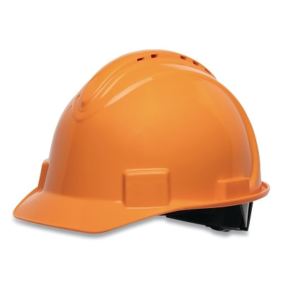 North by PIP NSB11003 Short Brim Hard Hat, 4-point Ratchet Suspension, Vented, Orange