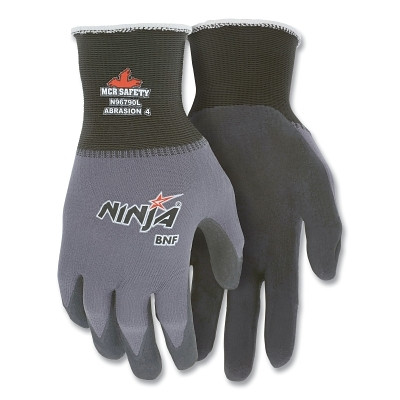 MCR Safety N96790XXL Ninja N96790 15-ga Nylon/Spandex BNF with NFT Coated Gloves, 2X-Large, Black/Gray