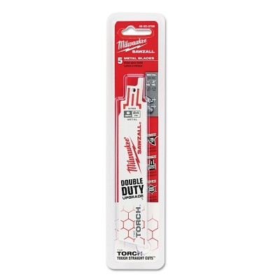 Milwaukee Tool 48005786 THE TORCH Bi-Metal SAWZALL Blade, 6 in L, 24 TPI, For EMT/Tube and Duct/Sheet Metal, 5 EA/PKG