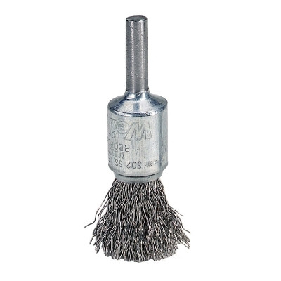 Weiler 10002 Crimped Wire Solid End Brush, Steel, 1/2 in dia x 0.0104 in Wire, 25000 RPM