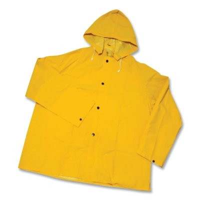 West Chester 4036/XL Rainsuit, Jacket w/Detachable Hood, 0.35 mm PVC/Polyester, Yellow, X-Large