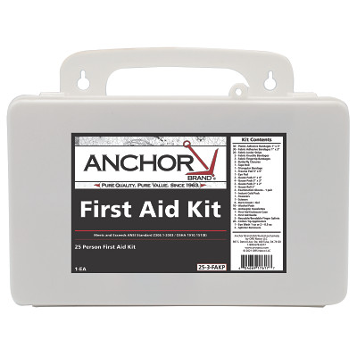 Anchor Brand 825-03-12P 25 Person First Aid Kit, ANSI 2003, Plastic Case, Wall Mount