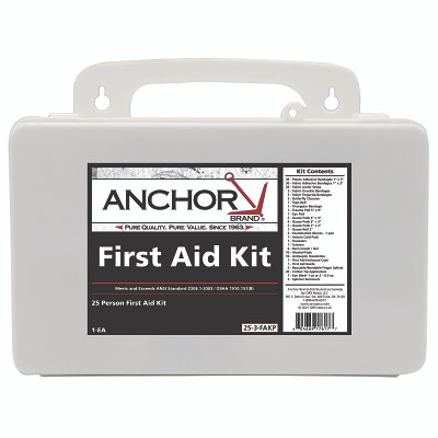 Anchor Brand 825-03-12P 25 Person First Aid Kit, ANSI 2003, Plastic Case, Wall Mount