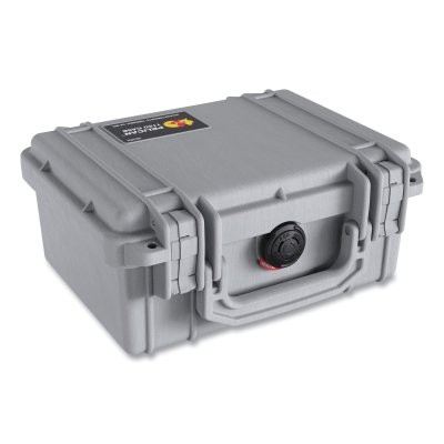 Pelican 1150000180 Protector Case, 0.1 ft, 9.44 in L x 7.8 in W x 4.29 in D, Silver, with Foam