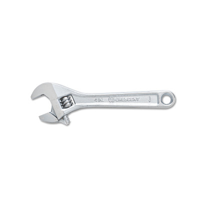 Crescent AC24BK Adjustable Chrome Wrench, 4 in OAL, 1/2 in Opening, Chrome Plated