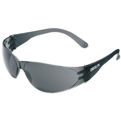 MCR Safety CL112AF Checklite CL1 Frameless Safety Glasses, Polycarbonate Gray Lens, UV-AF, Smoke Polycarbonate Temples