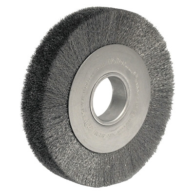 Weiler 03160 Wide-Face Crimped Wire Wheel, 8 in Dia. x 1 1/2 in W, 0.02 in Steel, 4,500 rpm