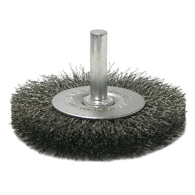 Weiler 17962 Crimped Wire Radial Wheel Brush, 2 1/2 in D, .014 in Steel Wire, 20,000 rpm