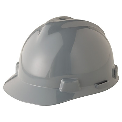 MSA 475364 V-Gard Protective Cap-Style Hard Hat, Slotted, Fas-Trac III Suspension, Standard Size, Gray