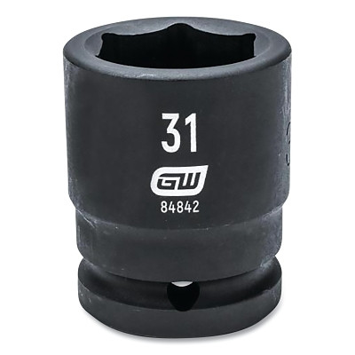 GEARWRENCH 84842 Impact Socket, 3/4 in Drive Size, 31 mm Opening Size, 6-point, Standard Length