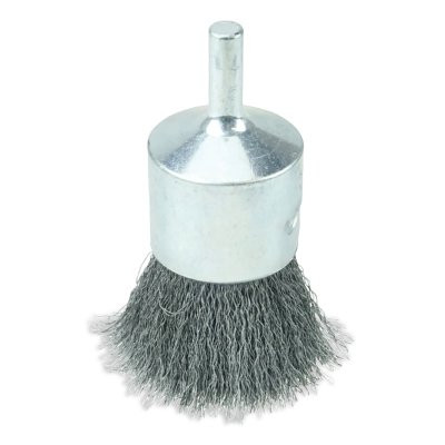 Weiler 10009 Crimped Wire Solid End Brush, Steel, 1 in dia x 0.006 in Wire, 22000 RPM