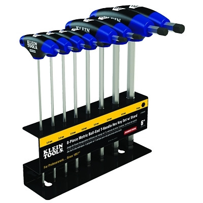 Klein Tools JTH68MB Journeyman T-Handle Ball-Hex Key Set, 8 per set, Ball-End Tip, Metric