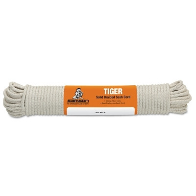 Samson Rope 004020001060 Tiger Sash Cord, 450 lb Capacity, 100 ft, 5/16 in dia, Cotton, White