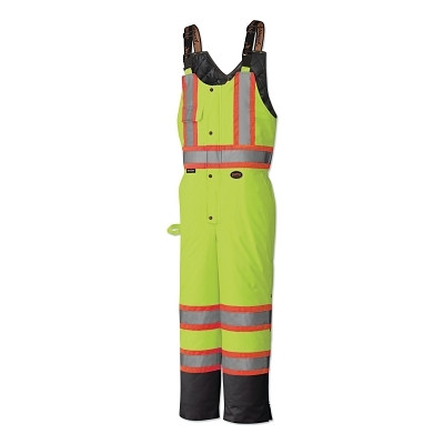 Pioneer V1120661U2XL 5040BBU/5041BBU HV Quilted Bib Pant, 300 Denier PU-Coated Polyester, Yellow/Green, 2X-Large