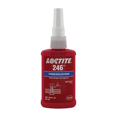 Loctite 196508 246 Threadlocker, Medium Strength/High Temperature, 10 mL, 1/4 in to 3/4 in Thread, Blue