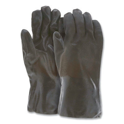 MCR Safety 6522SJ PVC Coated Work Gloves, Double Dipped, Sandy Grip, Soft Jersey Lining, Large, Black