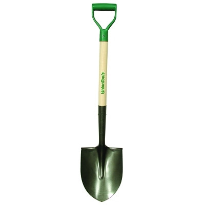UnionTools 43106 Round Point Shovel, 11.5 in L x 8.5 in W Blade, 28 in Hardwood Poly D-Grip Handle