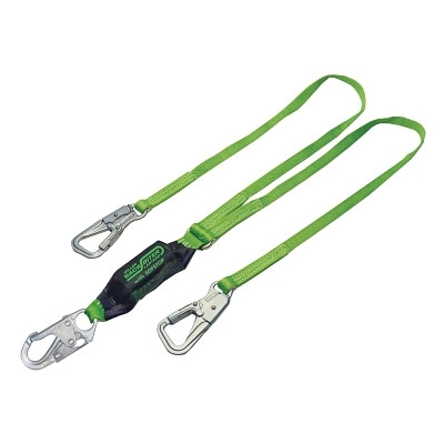 Miller by PIP 8798B6FTGN BackBiter Tie-Back Lanyard, 6 ft L, Locking Snap Hook, 310 lb Cap., 2 Legs