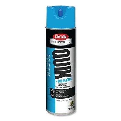 Krylon A03620004 Quik-Mark Fluorescent Inverted Marking Paint, 17 oz Cap Vol, 20 oz Aerosol Can, Caution Blue