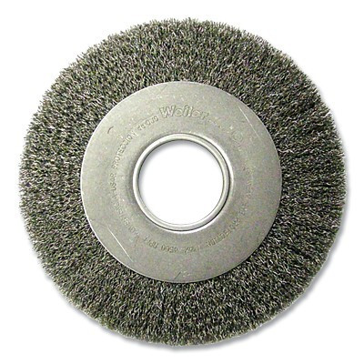 Weiler 06120 Medium-Face Crimped Wire Wheel, 8 in dia x 1 in W Face, 0.014 in Steel Wire, 4500 RPM