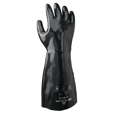 SHOWA 679710 Neoprene Elbow-Length Gauntlet Gloves, Black, Smooth, Large