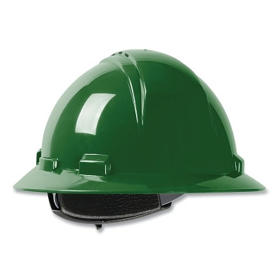 Dynamic 280-HP641RV-04 Kilimanjaro Full Brim Hard Hat with HDPE Shell, 4-Point Textile Suspension, Dark Green, Wheel Ratchet Adjustment, Vented