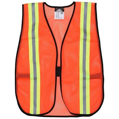 MCR Safety V201R General Purpose Safety Vest, One Size Fits Most, Orange w/Lime and Silver Stripes