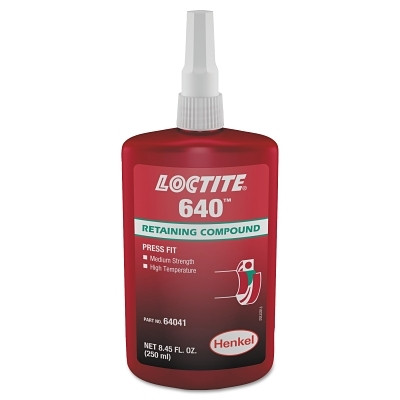 Loctite 135521 640 Retaining Compound, Med Strength/High Temp, 250mL Bottle, Green, 3000 psi
