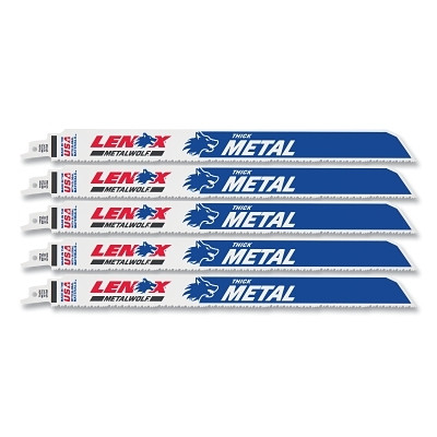 Lenox 2018212110R LAZER Bi-Metal Reciprocating Saw Blade, 12 in L x 1 in W x 0.042 in Thick, 10 TPI, 5 EA/PK