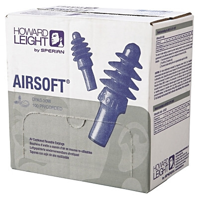 Howard Leight by PIP DPAS30W Fusion Multiple-Use Earplug, Thermoplastic Elastomer,Blue/White, Corded