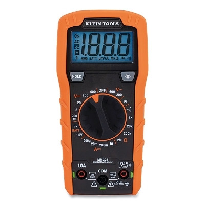 Klein Tools MM325 Digital Multimeter, Manual Ranging, 10 A, 600 V AC/600 V DC