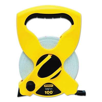 Stanley 34790 Open Reel Fiberglass Long Tape, 100 ft x 1/2 in, Inch, Double Sided, Yellow