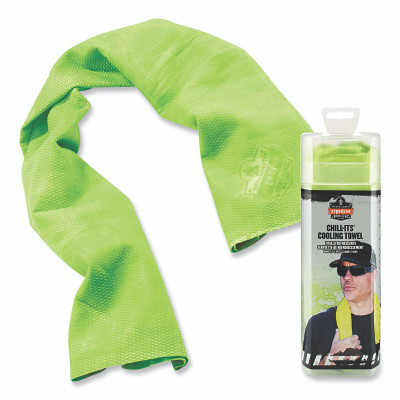 Ergodyne 12439 Chill-Its 6602 Evaporative Cooling Towel, 13 in W, 29-1/2 in L, Hi-Vis Lime