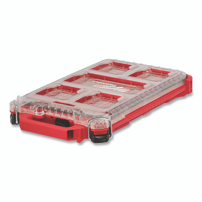 Milwaukee Tool 48228436 PACKOUT Compact Oraganizer, 8 Small Bins, 2 Large Bin, 8 in W x 12 in D, 1.8 in H, Red