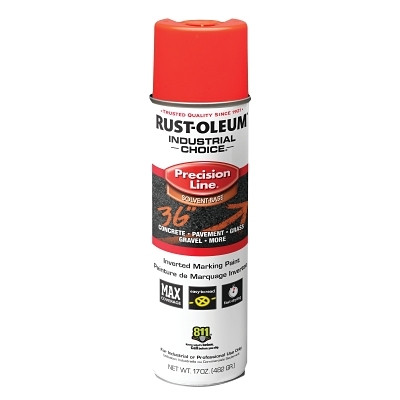 Rust-Oleum 203028V Industrial Choice M1600/M1800 System Precision-Line Inverted Marking Paint, 17 oz, Fluorescent Red-Org, M1600 Solvent-Based