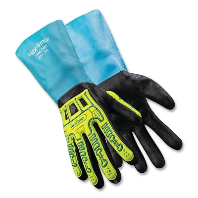 HexArmor 7071-XXL HexChem 7071 Chemical-Resistant Gloves, A4 Cut, 2X-Large, Blue/Black/Hi-vis Yellow