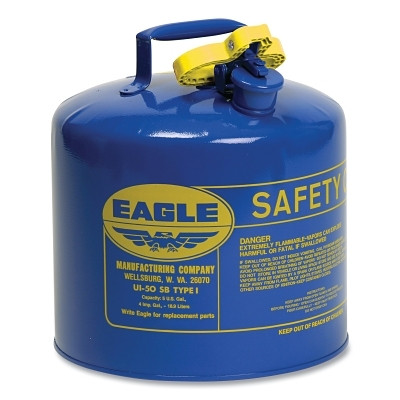 EAGLE UI50SB Safety Can, Type I, 5 gal, 24-ga Galvanized Steel, Kerosene, Blue