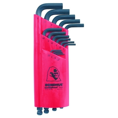Bondhus 10995 Ball End L-Wrench Set, ProGuard Finish, 1.27 mm to 10 mm, Metric, 15-Pc Set