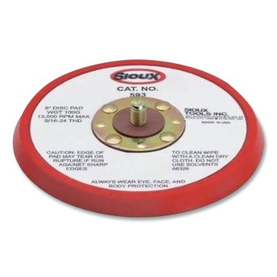 Sioux Force Tools 593 Orbital Sander Backing Pad, 5 in dia, PSA, Urethane, 13000 rpm, 3/8 in thick, Non-Vac